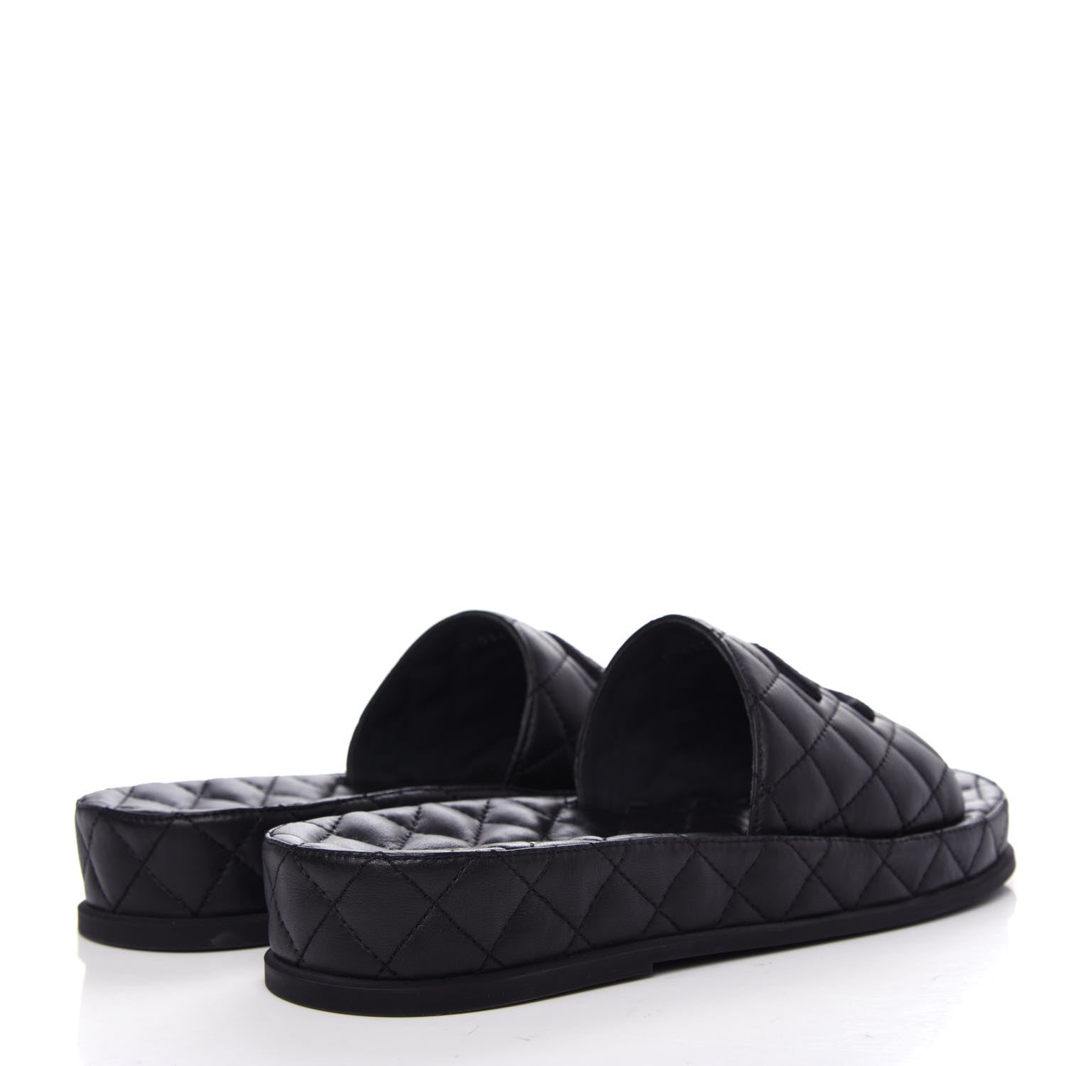 Chanel Lambskin Quilted CC Mules Sandals 41 Black 4 of 11