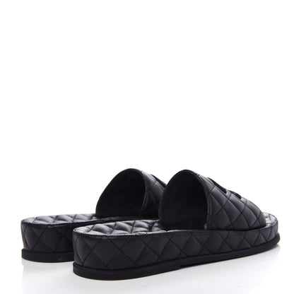 Chanel Lambskin Quilted CC Mules Sandals 41 Black 4 of 11
