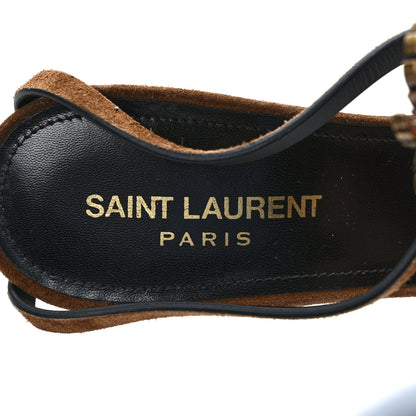 Saint Laurent Suede Cassandra 100 Sandals 38 Brown 7 of 7