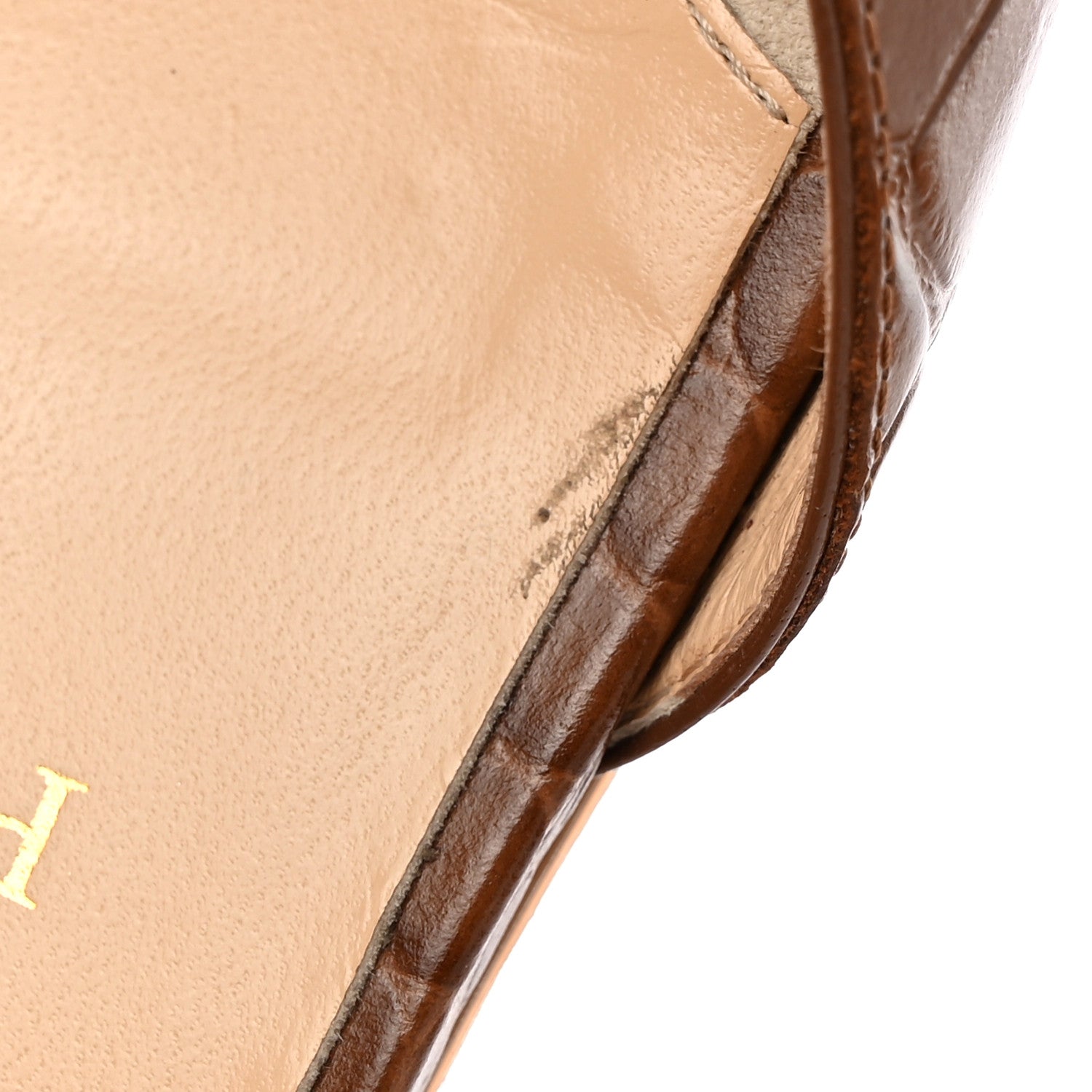 Christian Louboutin Calfskin Crocodile Embossed Choc Lock Flats 40 Biscotto 8 of 19