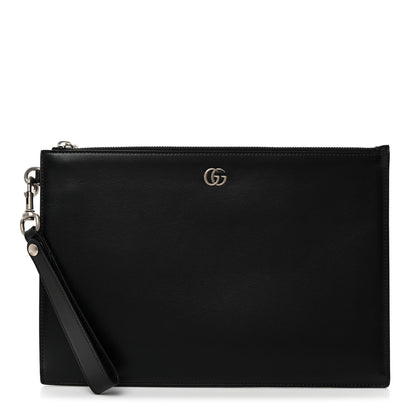 Gucci Calfskin GG Marmont Zip Pouch Black 1 of 7