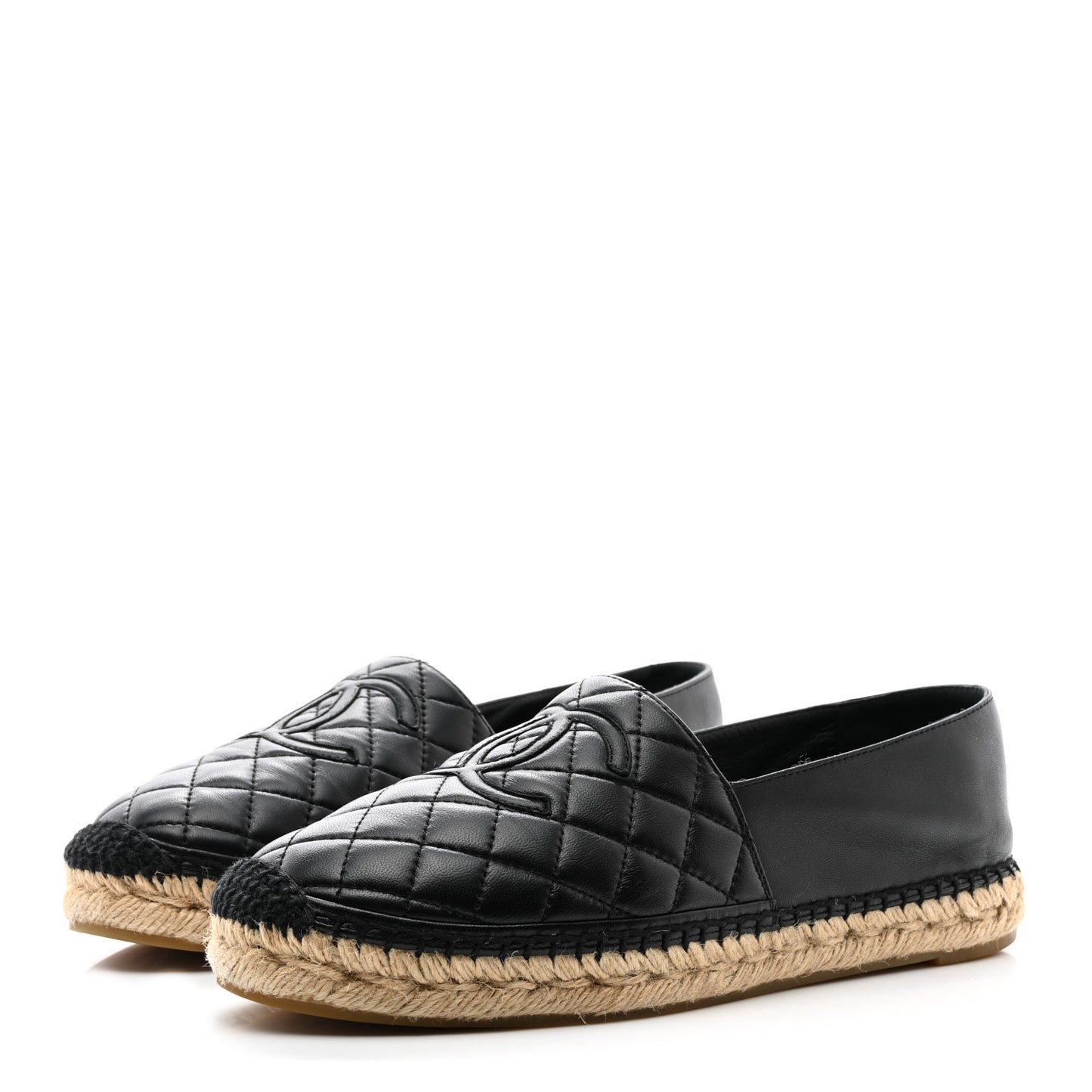Lambskin Quilted CC Espadrilles 40 Black
