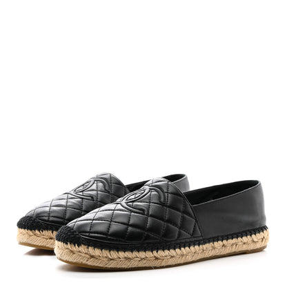 Chanel Lambskin Quilted CC Espadrilles 40 Black 3 of 10