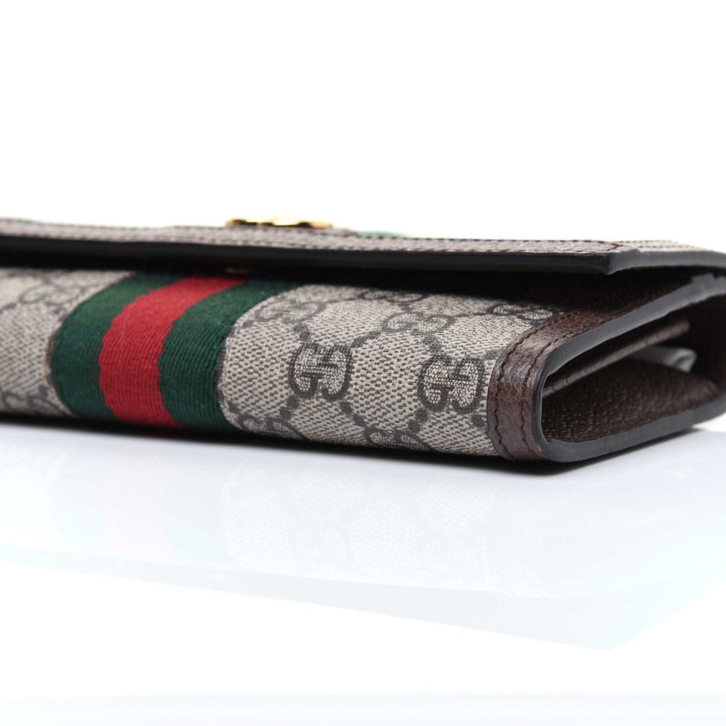 GG Supreme Monogram Web Ophidia Continental Wallet Brown