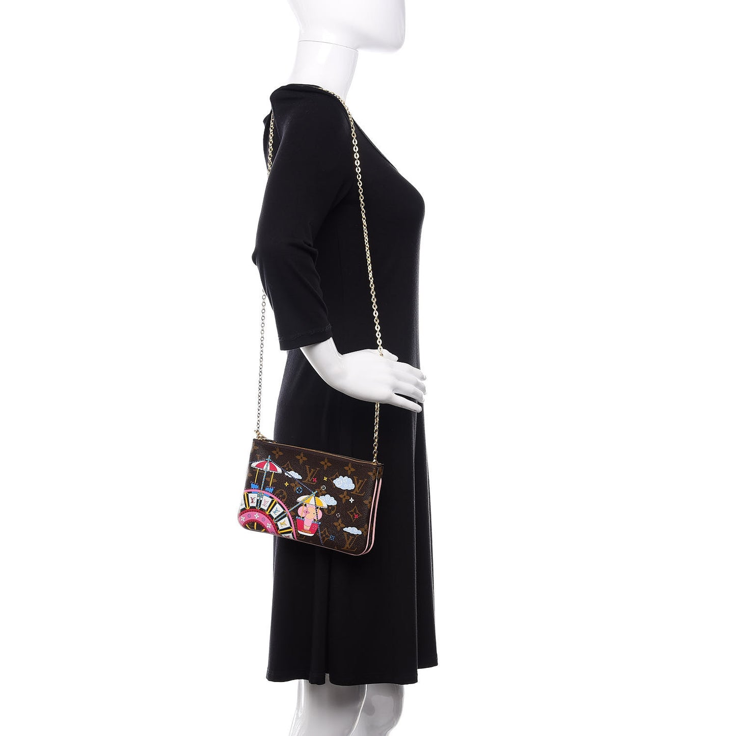Monogram 2020 Christmas Animation Big Wheel Double Zip Pochette Rose Ballerine