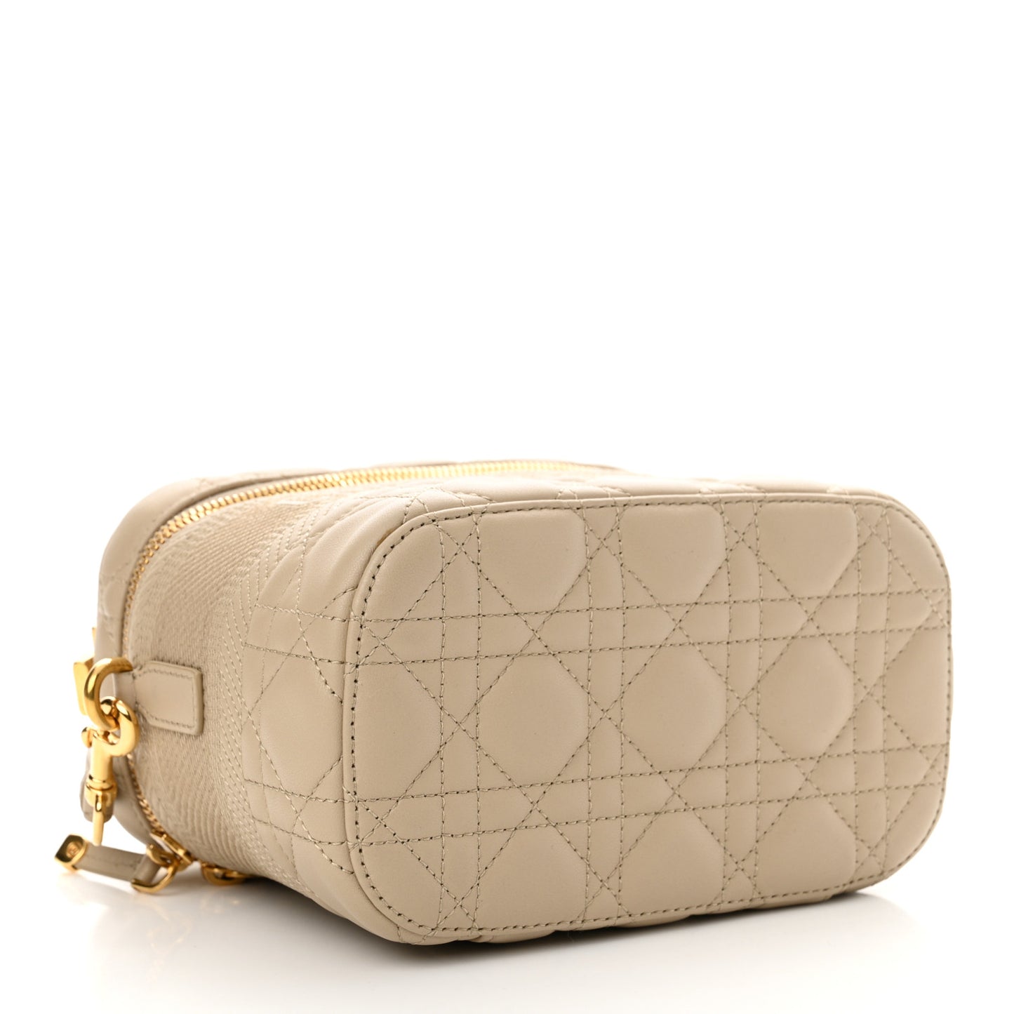 Lambskin Cannage Small Diortravel Vanity Case Light Beige