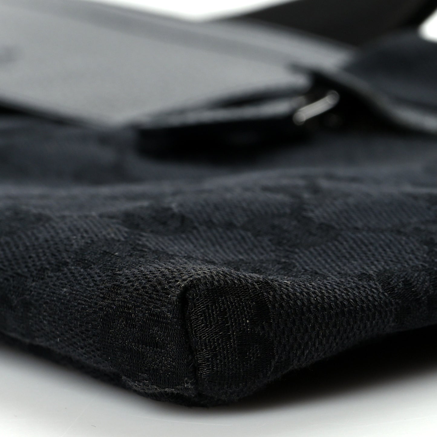 Denim Monogram Double Pocket Belt Bag Black