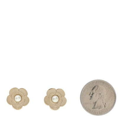 Chanel Pearl CC Camellia Earrings Gold 2 of 5