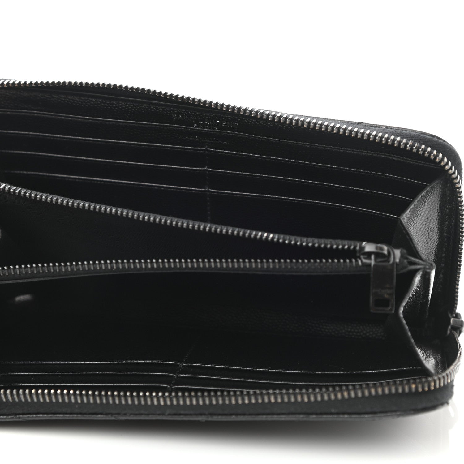 Saint Laurent Grain De Poudre Matelasse Chevron Monogram Zip Around Wallet Black 5 of 8