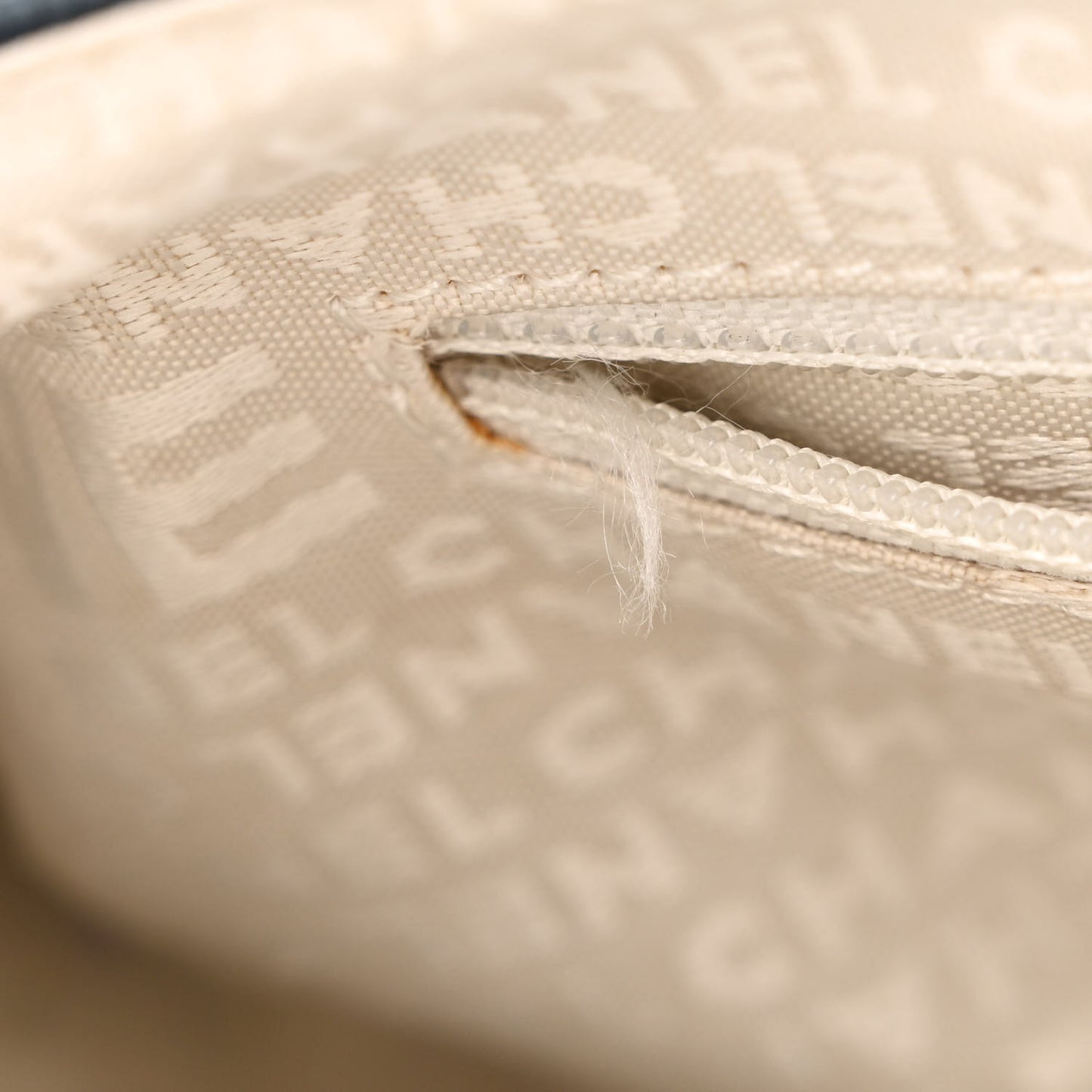 Canvas Lambskin Mademoiselle Lock Flap Navy White