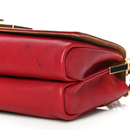 Fendi Calfskin Paris Pequin Small Shoulder Bag Red 9 of 11