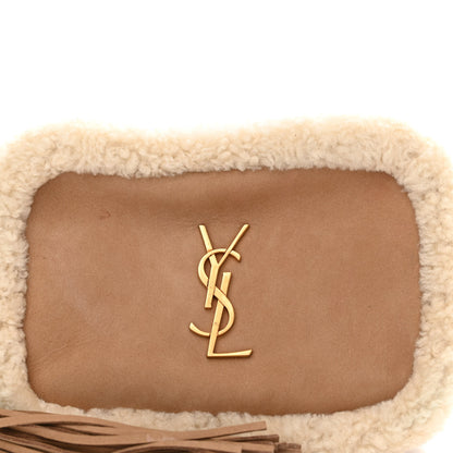 Saint Laurent Suede Shearling Lou Belt Bag Natural Tan 8 of 13