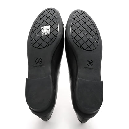 Chanel Lambskin Cap Toe CC Ballerina Flats 40 Black 5 of 15