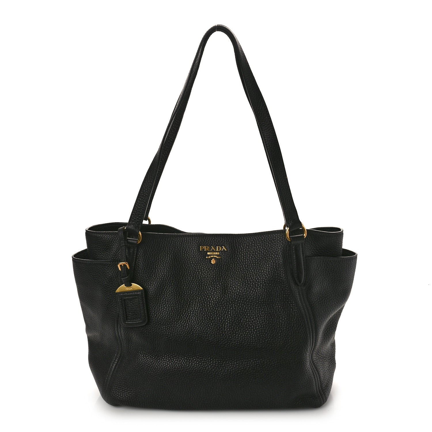 Prada Vitello Daino Side Pocket Tote Black 1 of 14