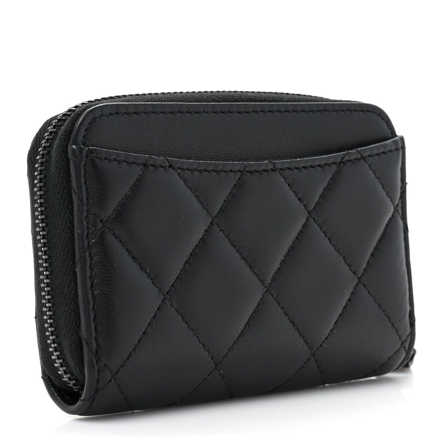 Lambskin Quilted Zip Coin Purse So Black