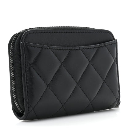 Chanel Lambskin Quilted Zip Coin Purse So Black 3 of 10