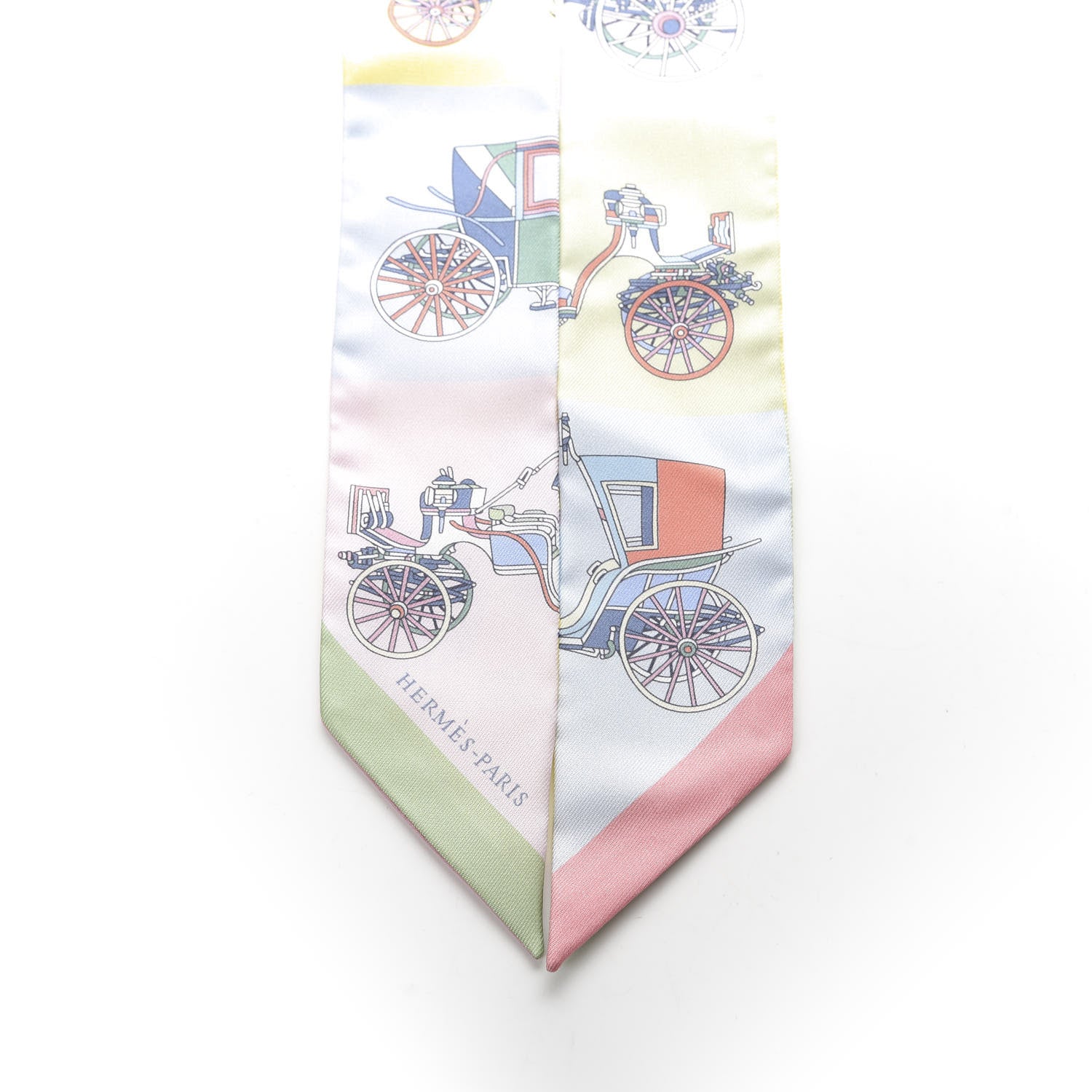 Hermes Silk Les Voitures Exquises Twilly Rose Pale Jaune Pale 4 of 4