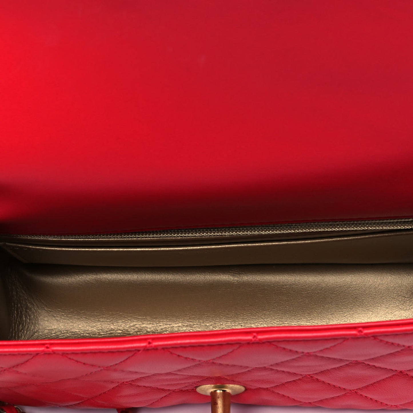 Lambskin Quilted Mini Rectangular Pearl Crush Flap Red