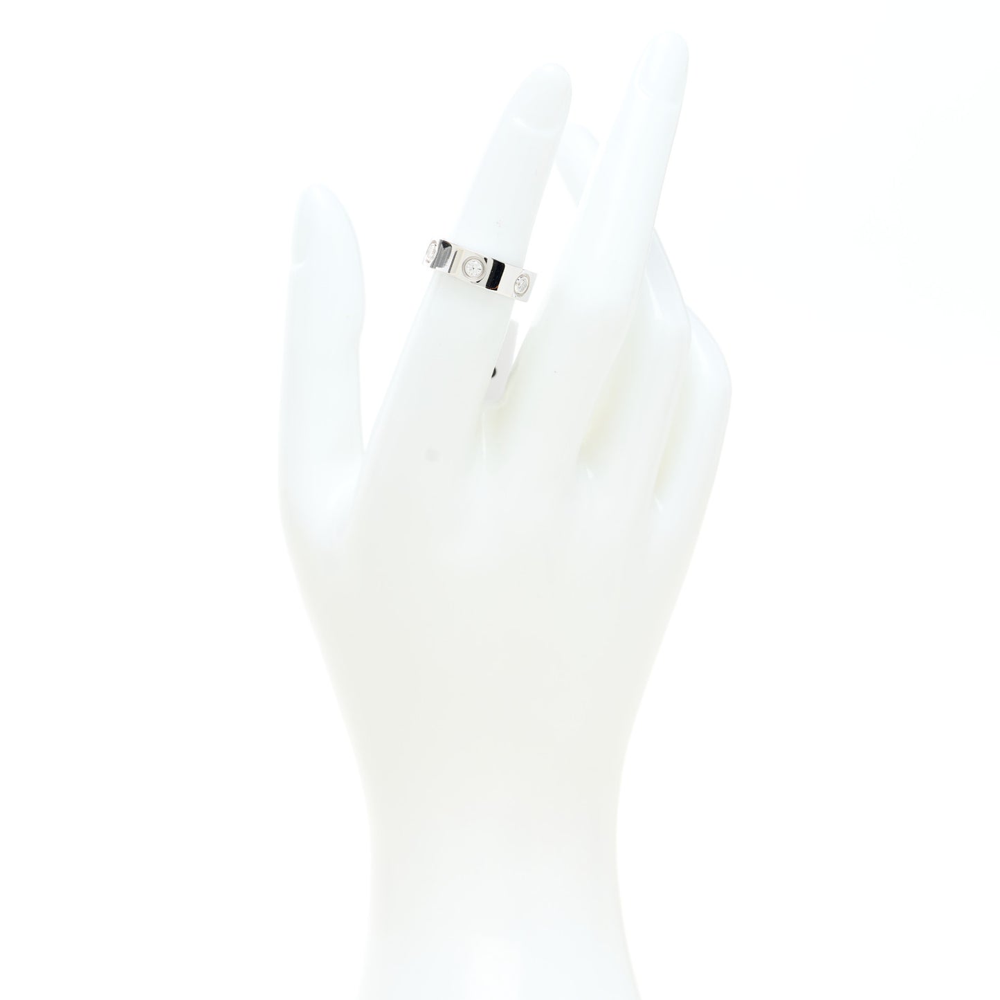 18K White Gold 6 Diamond 5.5mm LOVE Ring 49 5