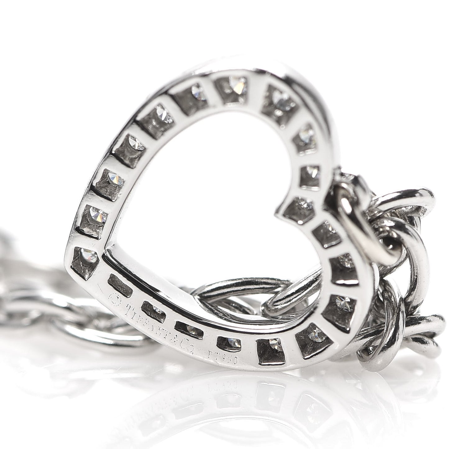 Platinum Diamond Heart Charm Bracelet