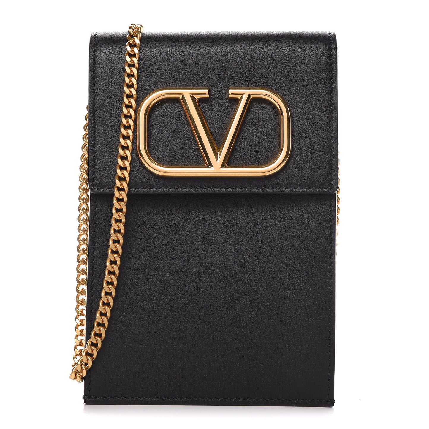 Calfskin Vlogo Phone Pouch Black