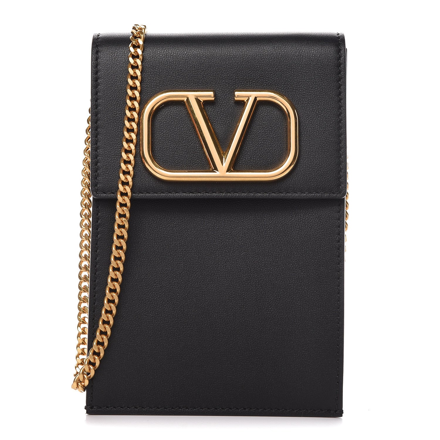 Valentino Garavani Calfskin Vlogo Phone Pouch Black 1 of 10