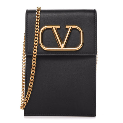 Valentino Garavani Calfskin Vlogo Phone Pouch Black 1 of 10