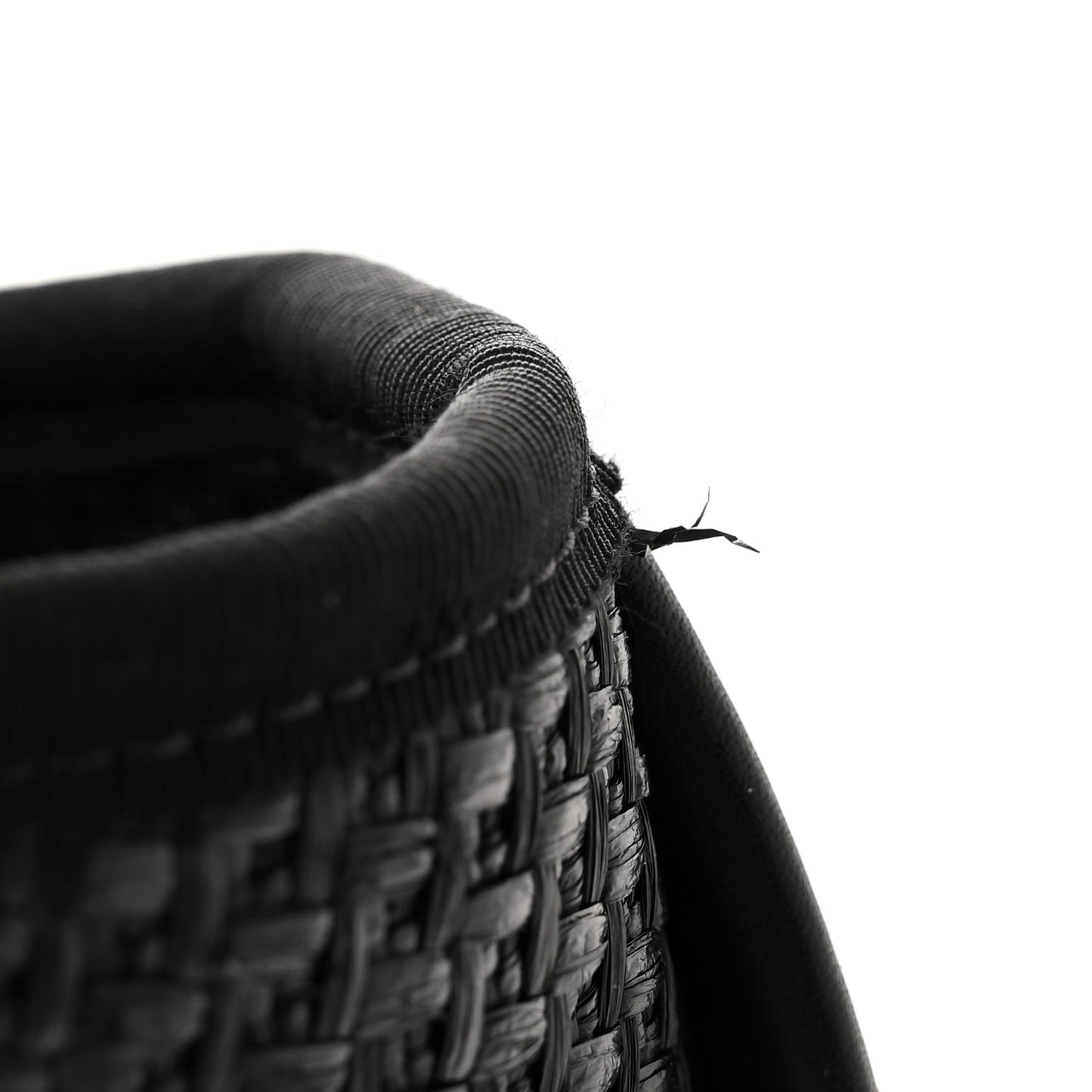 Straw Raffia Calfskin Chain Medium Deauville Tote Black