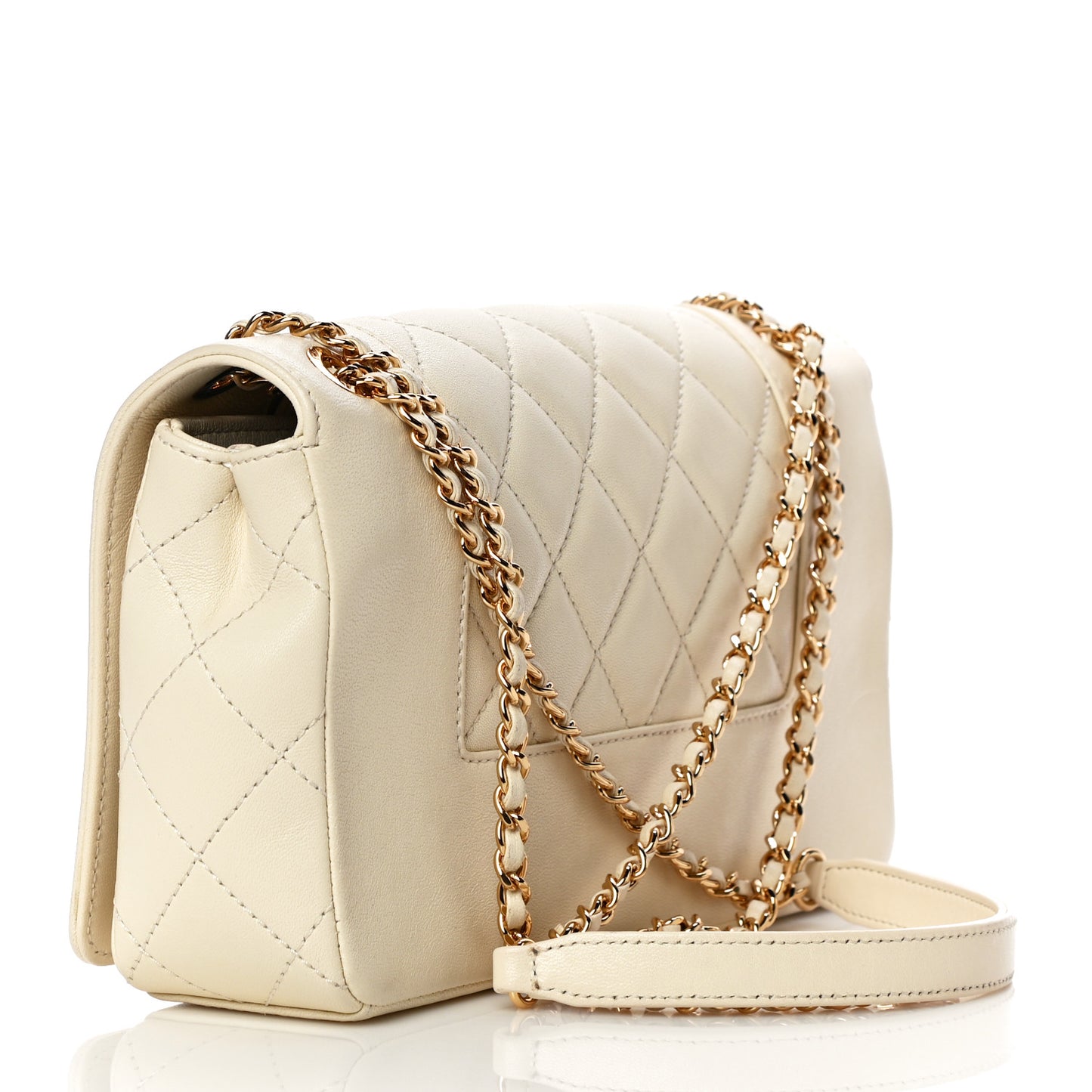 Sheepskin Quilted Vintage Mademoiselle Flap White