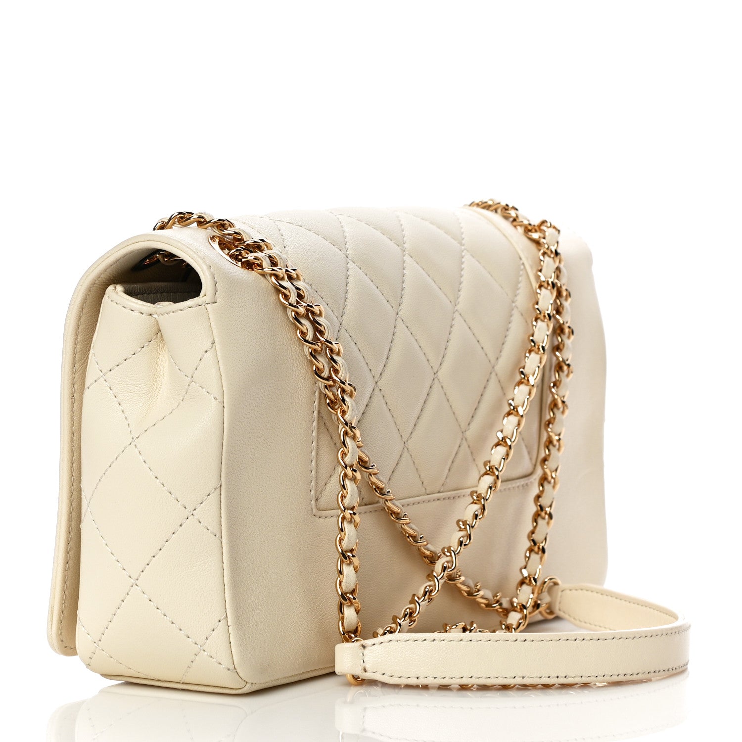 Chanel Sheepskin Quilted Vintage Mademoiselle Flap White 4 of 14