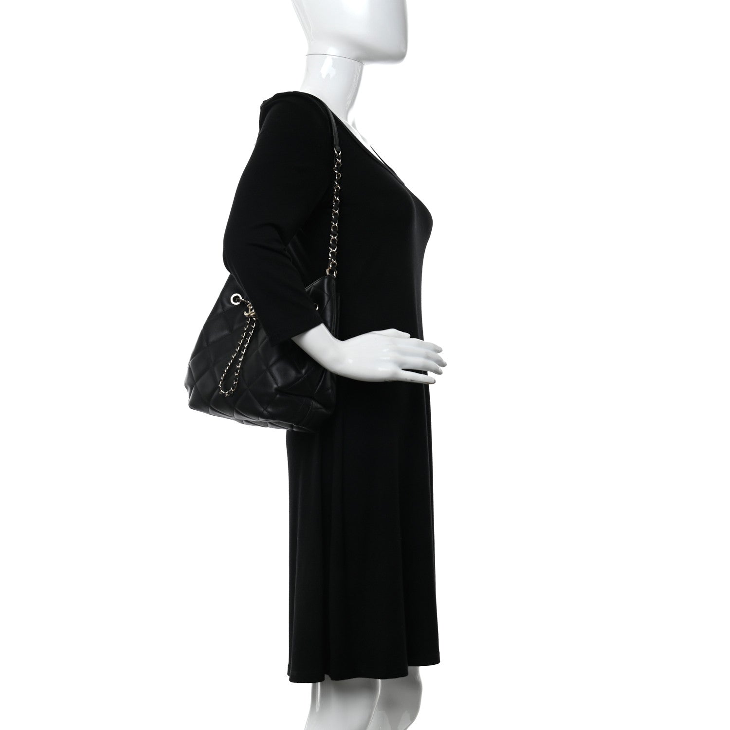 Chanel Lambskin Quilted CC Dweller Drawstring Bucket Bag Black 2 of 10