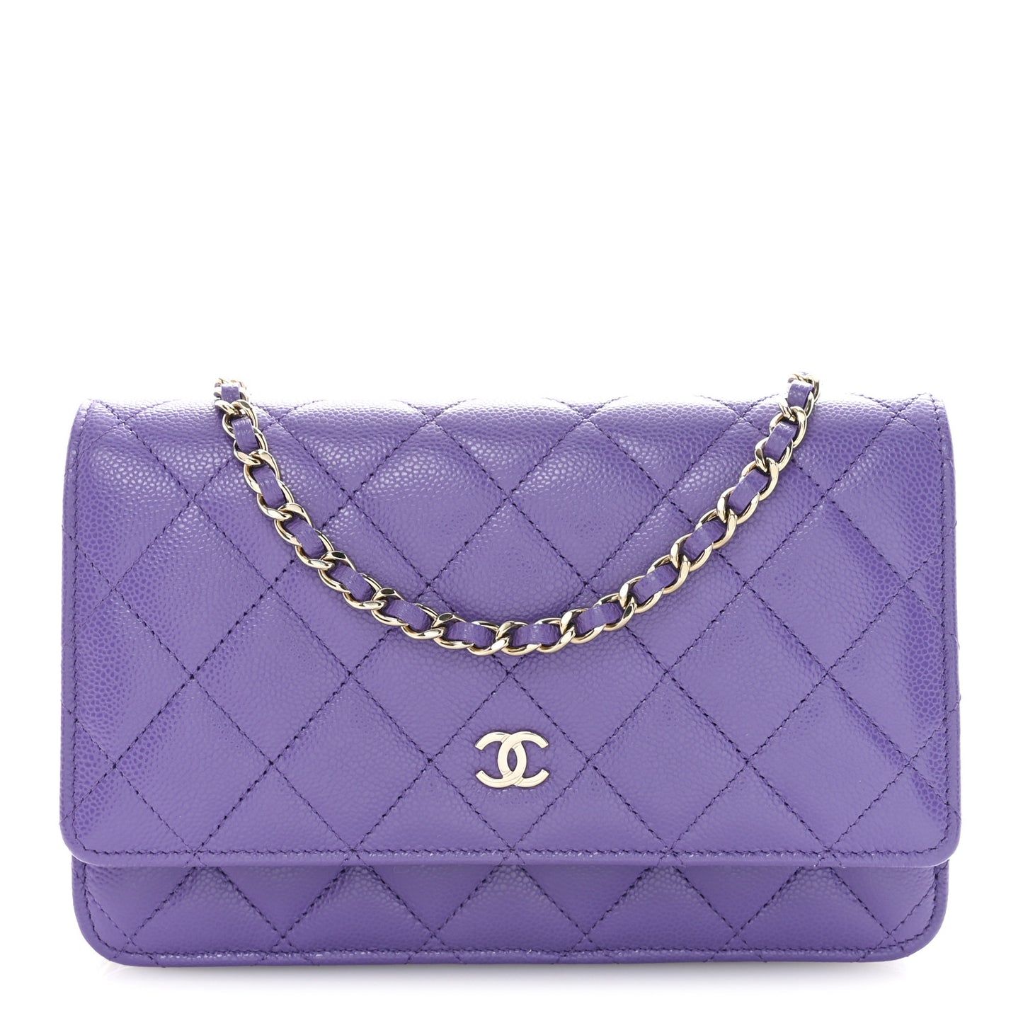 Caviar Quilted Wallet On Chain WOC Purple