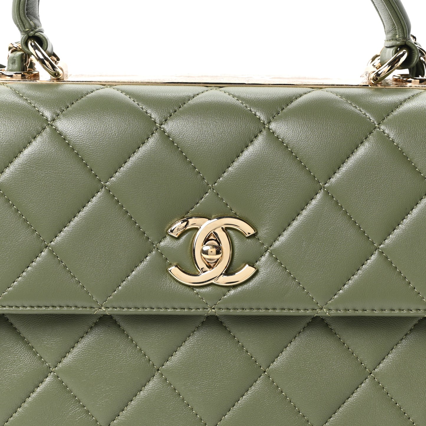 Lambskin Quilted Small Trendy CC Flap Dual Handle Bag Green
