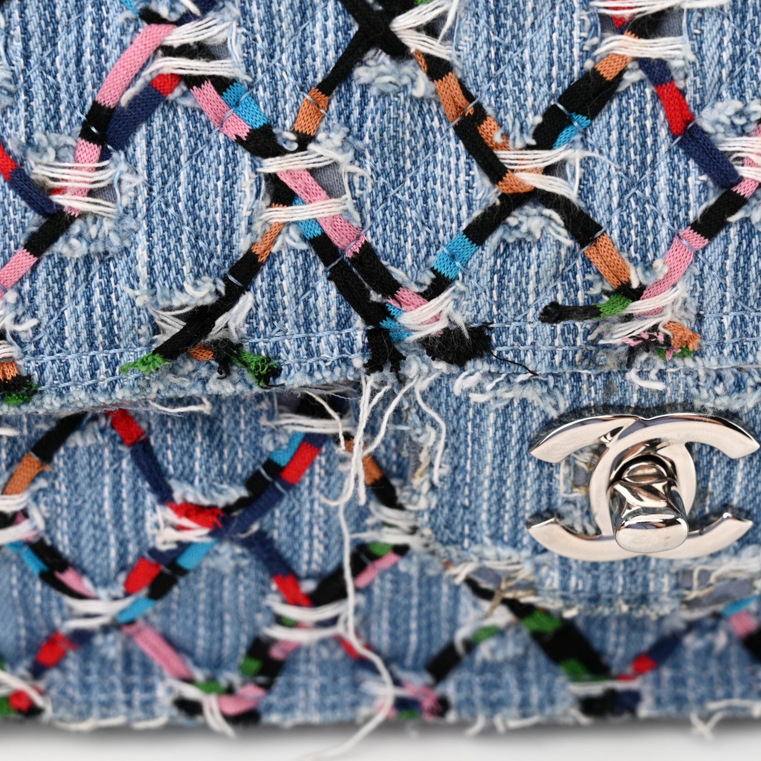 Chanel Woven Denim Medium Flap Multicolor 11 of 13