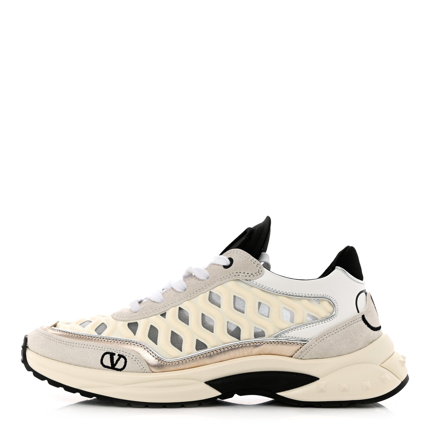 Suede Neoprene Mesh Womens Ready Go Runner Sneakers 40 Light 40 Ivory Black