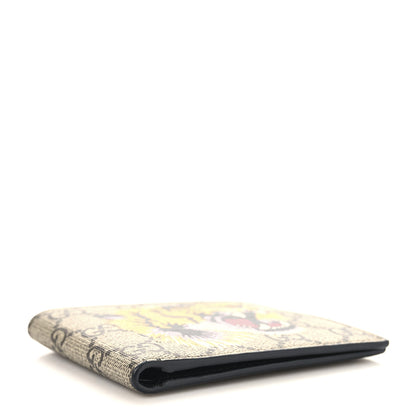 Gucci GG Supreme Monogram Selleria Calfskin Tiger Nice Bi-Fold Wallet Beige Ebony Multicolor Black 4 of 7
