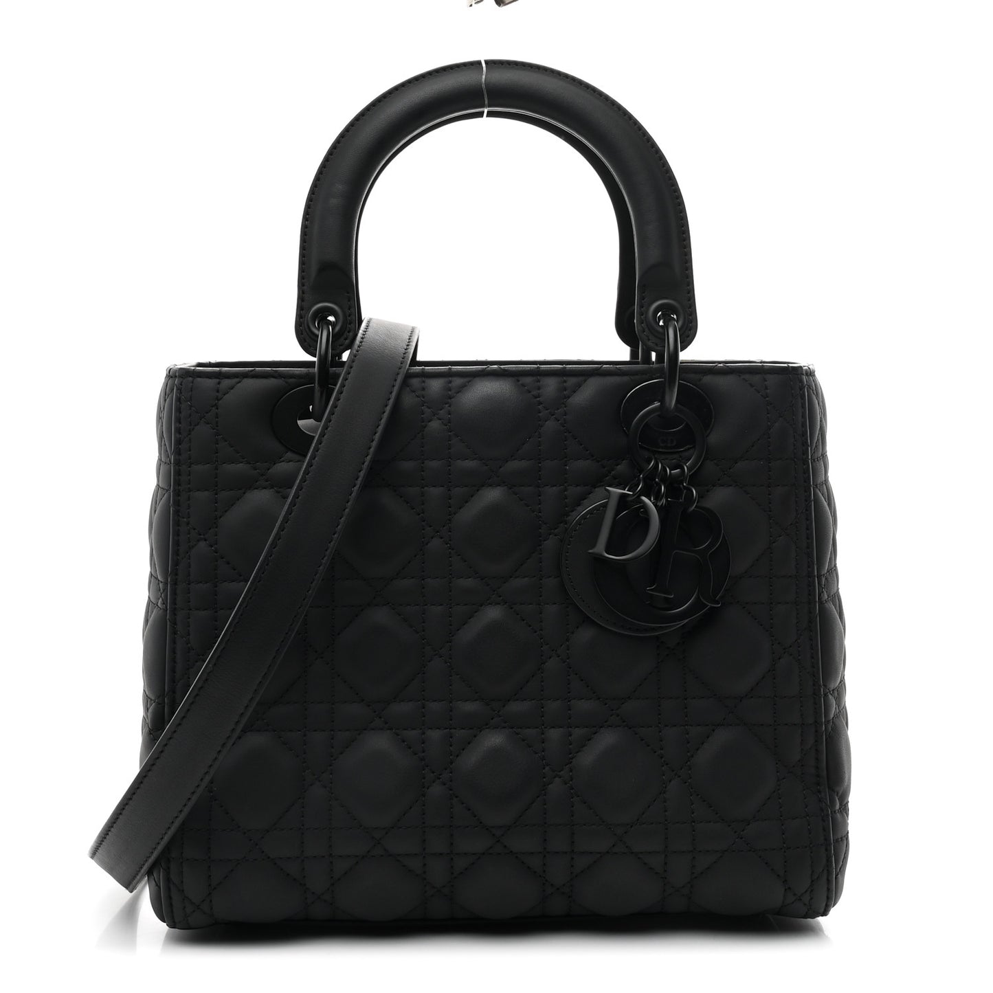 Ultra Matte Calfskin Cannage Medium Lady Dior Black