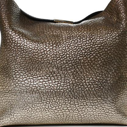 Burberry Metallic Signature Grain Medium Lindburn Hobo Gold 7 of 13