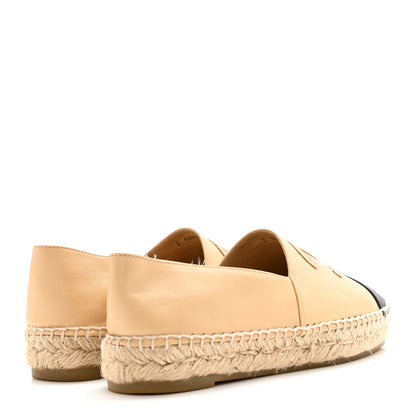Chanel Lambskin CC Espadrilles 37 Beige Black 4 of 13