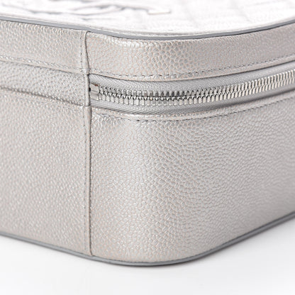 Chanel Metallic Caviar Quilted Large CC Filigree Vanity Case Silver 10 of 10