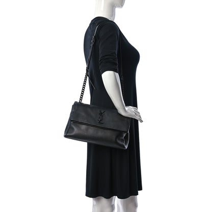 Saint Laurent Grain De Poudre Medium West Hollywood Monogram Fold-Over Black 3 of 22