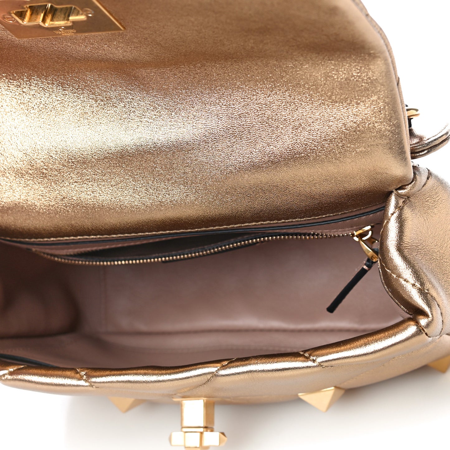 Nappa Medium Roman Stud Shoulder Bag Antique Brass