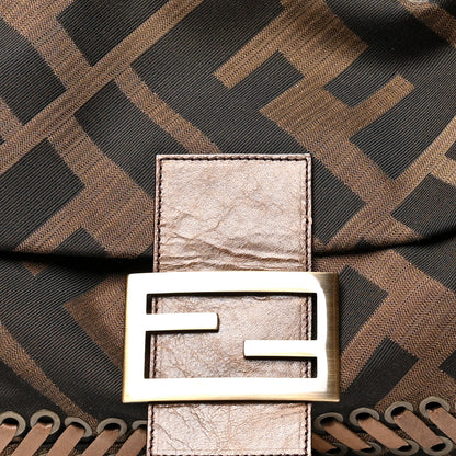 Fendi Fabric FF Diagonal Whipstich Large Convertible Baguette Tobacco 7 of 10