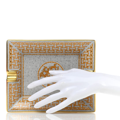 Hermes Porcelain Mosaique Au 24 Gold Ashtray 2 of 9