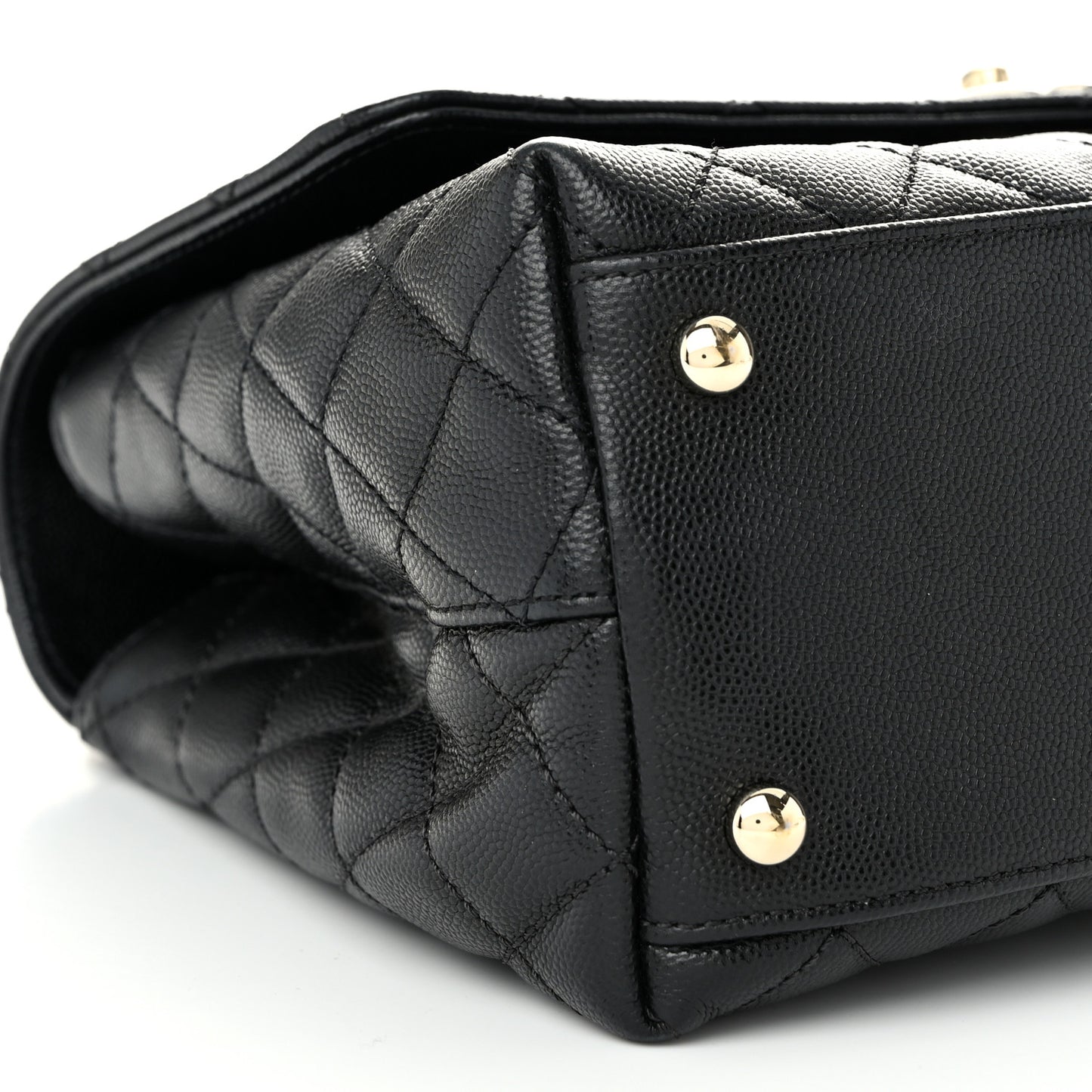Caviar Quilted Small Coco Handle Flap Black