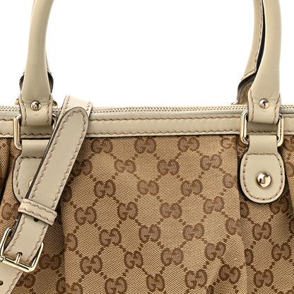Gucci Monogram Margaux Calfskin Medium Sukey Top Handle Bag Beige Ebony Mystic White 8 of 11