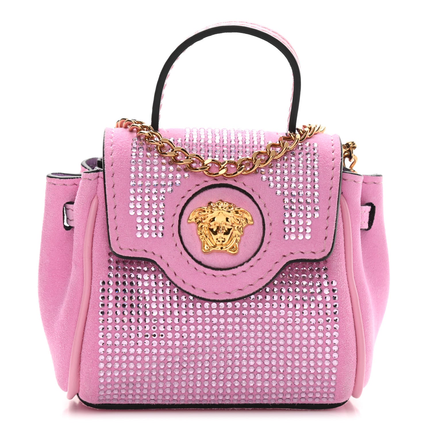 Versace Suede Crystal Studded Micro La Medusa Bag Light Pink 1 of 8