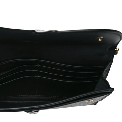 Christian Dior Grained Calfskin Saddle Chain Wallet Pouch Black 5 of 8