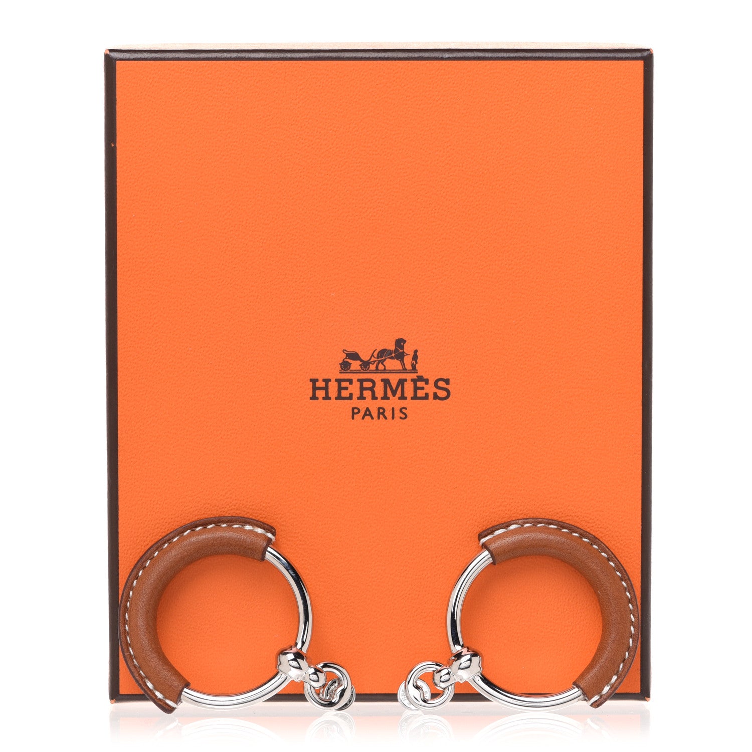 Hermes Barenia Loop Earrings Fauve 5 of 5