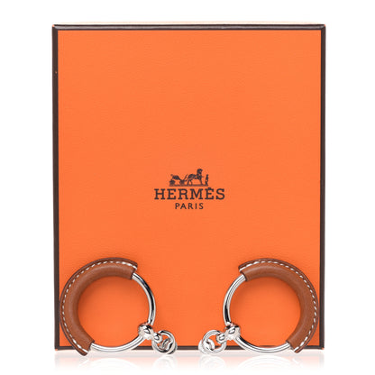 Hermes Barenia Loop Earrings Fauve 5 of 5